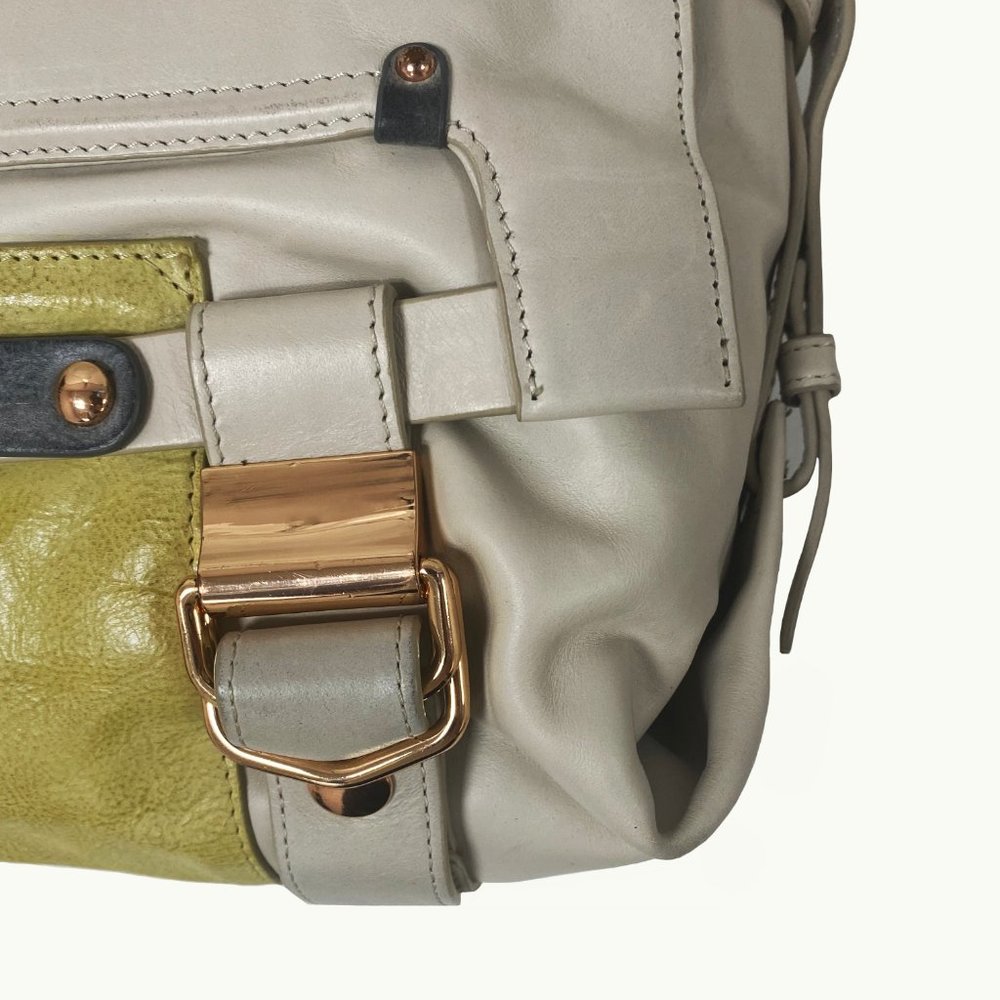Kooba Camden Satchel Chalk Colorblock Leather Rose Gold Hardware Convertible - Picture 7 of 8